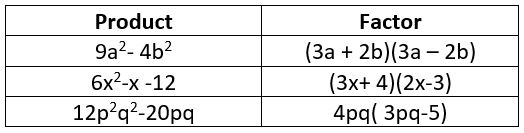 Class 8 Factorisation